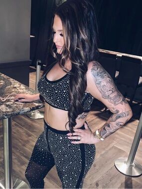 Zanerobe Black Studded Leggings and Matching Crop Top Set